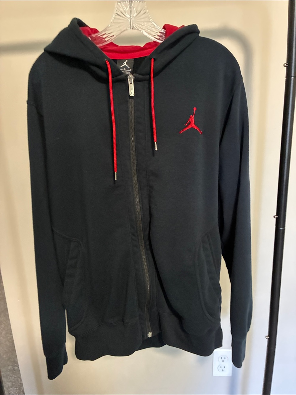 Jordan Black Full-Zip Hoodie with Red Trim